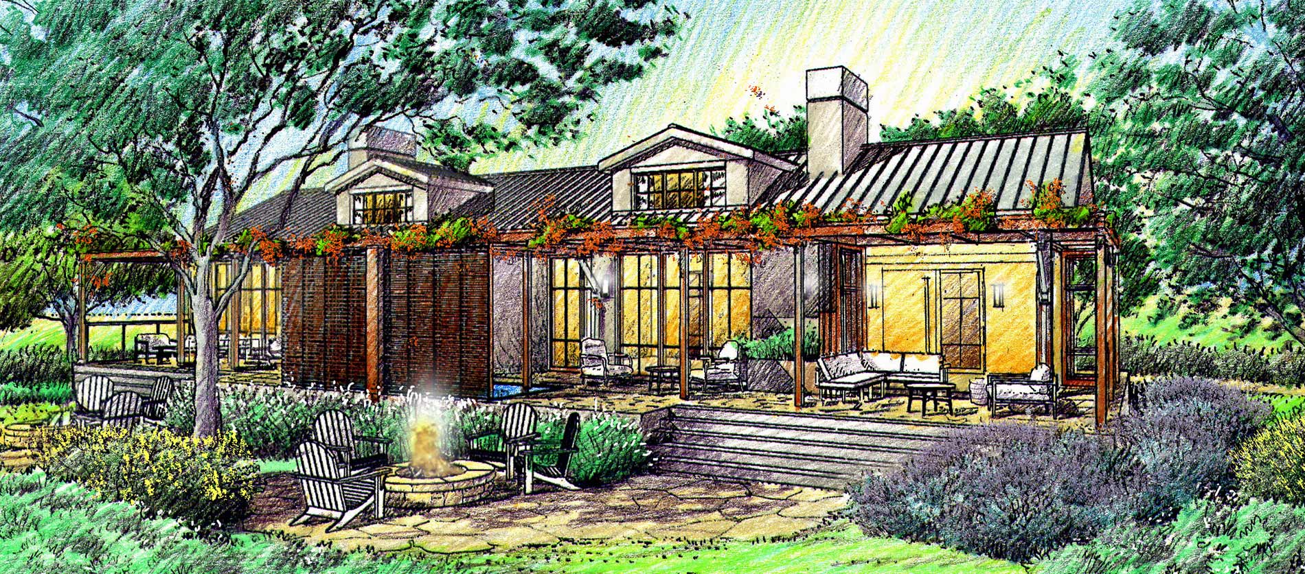 ILUSTRACION DEL PATIO DE UNA VILLA
